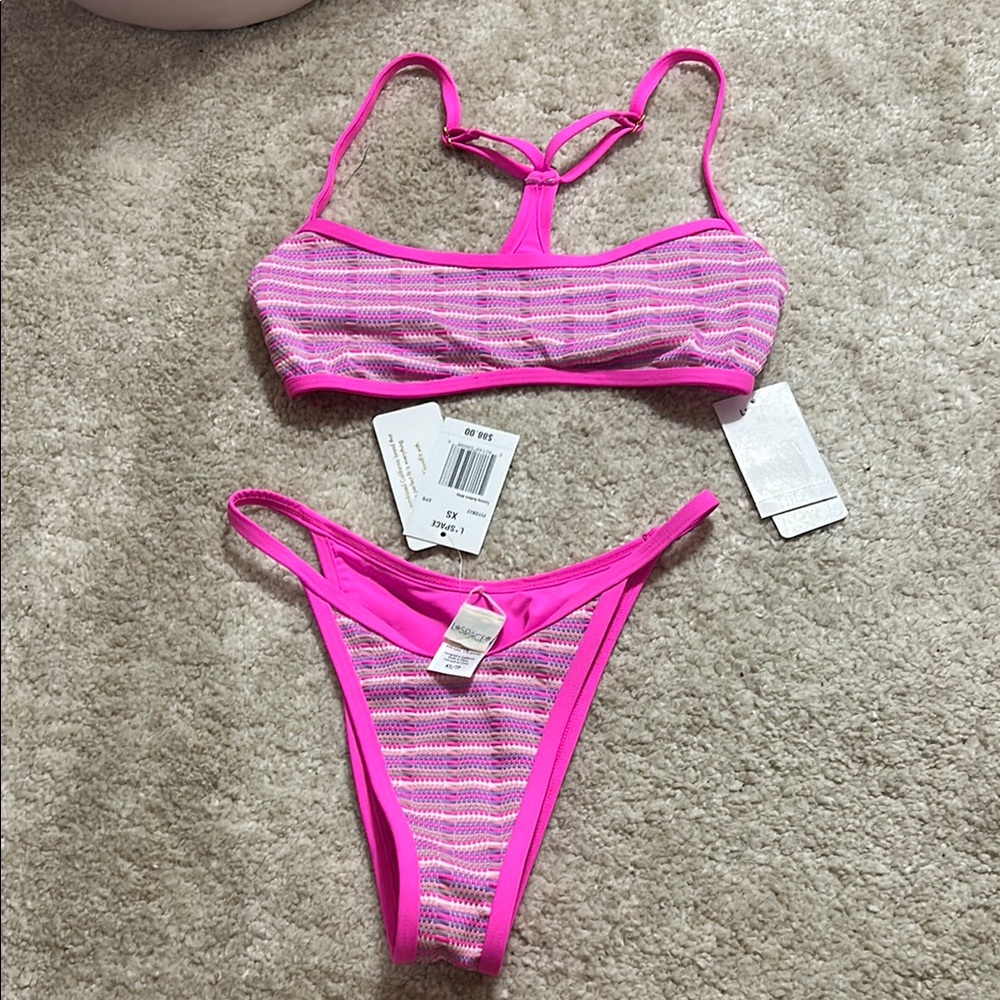 L. Space Striped Bikini Set NWT